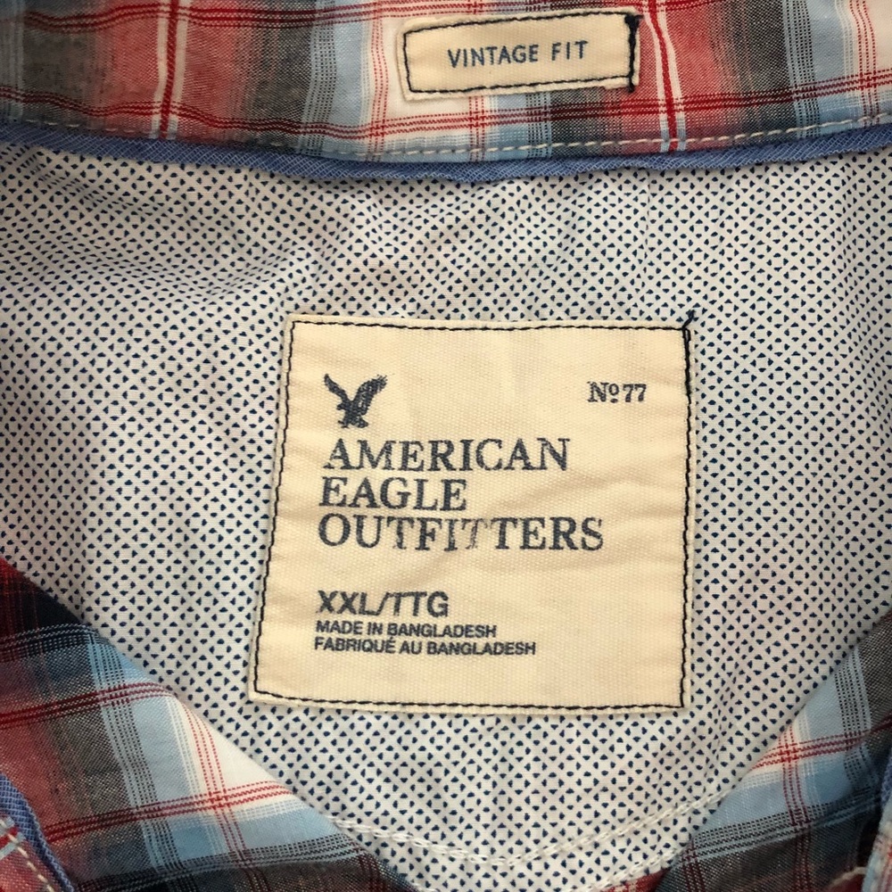 American Eagle Fall Plaid Snap Front Button Down - image 3